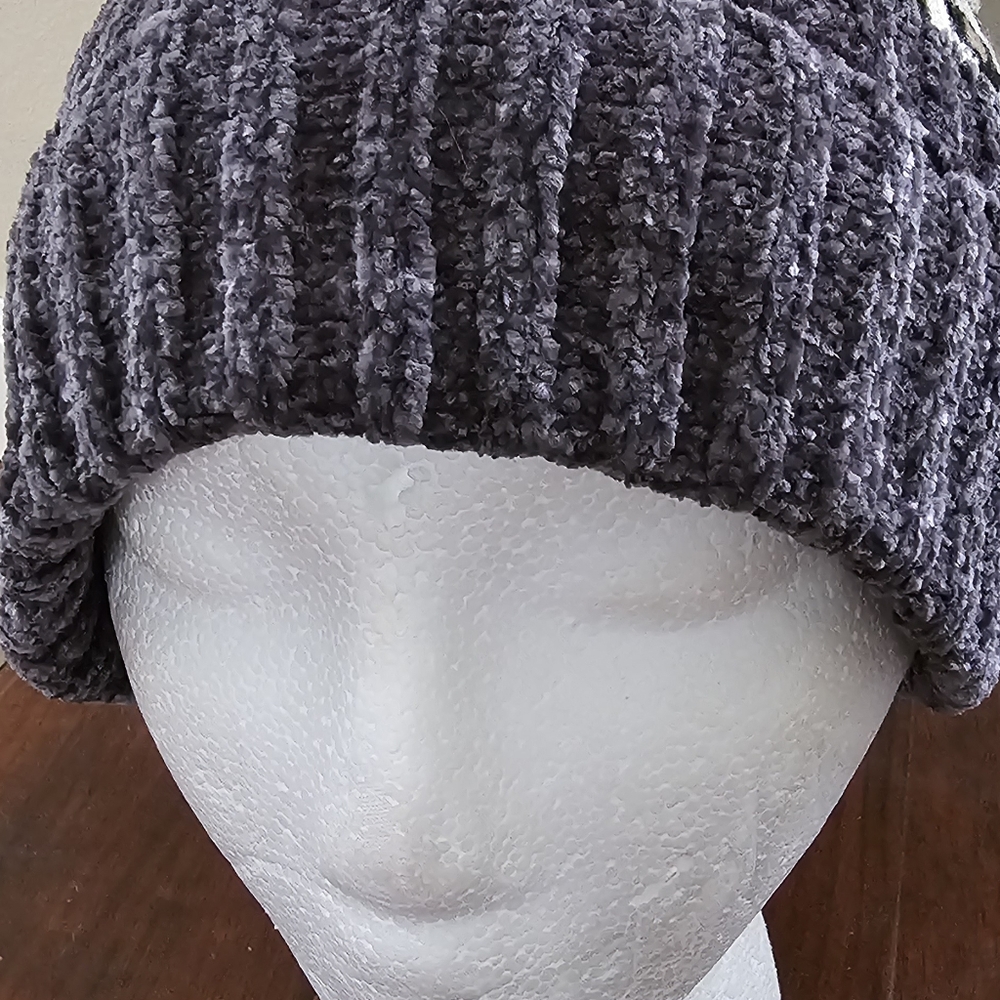 Dark Grey Leopard Print Beanie NWT
